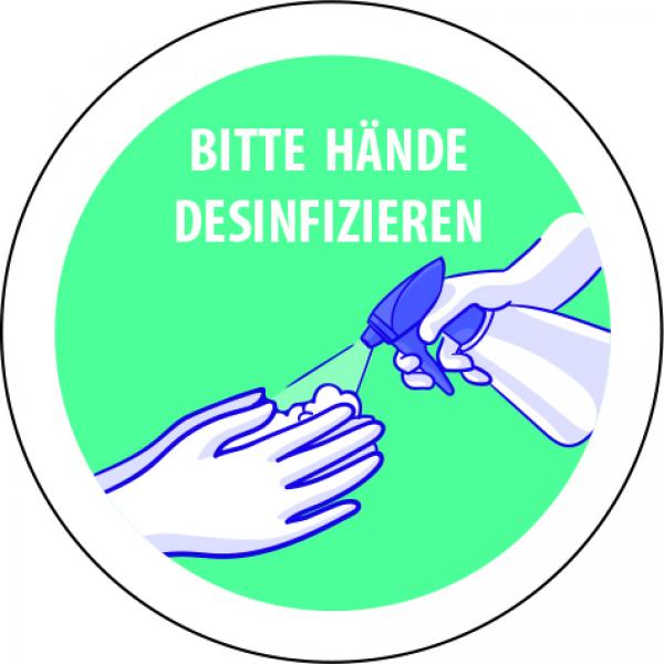 Corona Aufkleber Hände desinfizieren